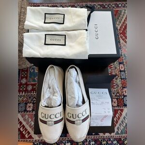 Gucci Logo Canvas Espadrilles 'Off White' Size 39.5